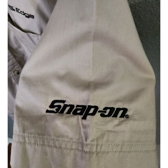 Tri-Mountain Snap-On Verus Edge Official Licensed Short Sleeve Khaki Medium New - Picture 5 of 12